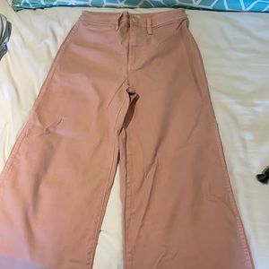 Madewell Pink Emmett Wide Leg Jeans